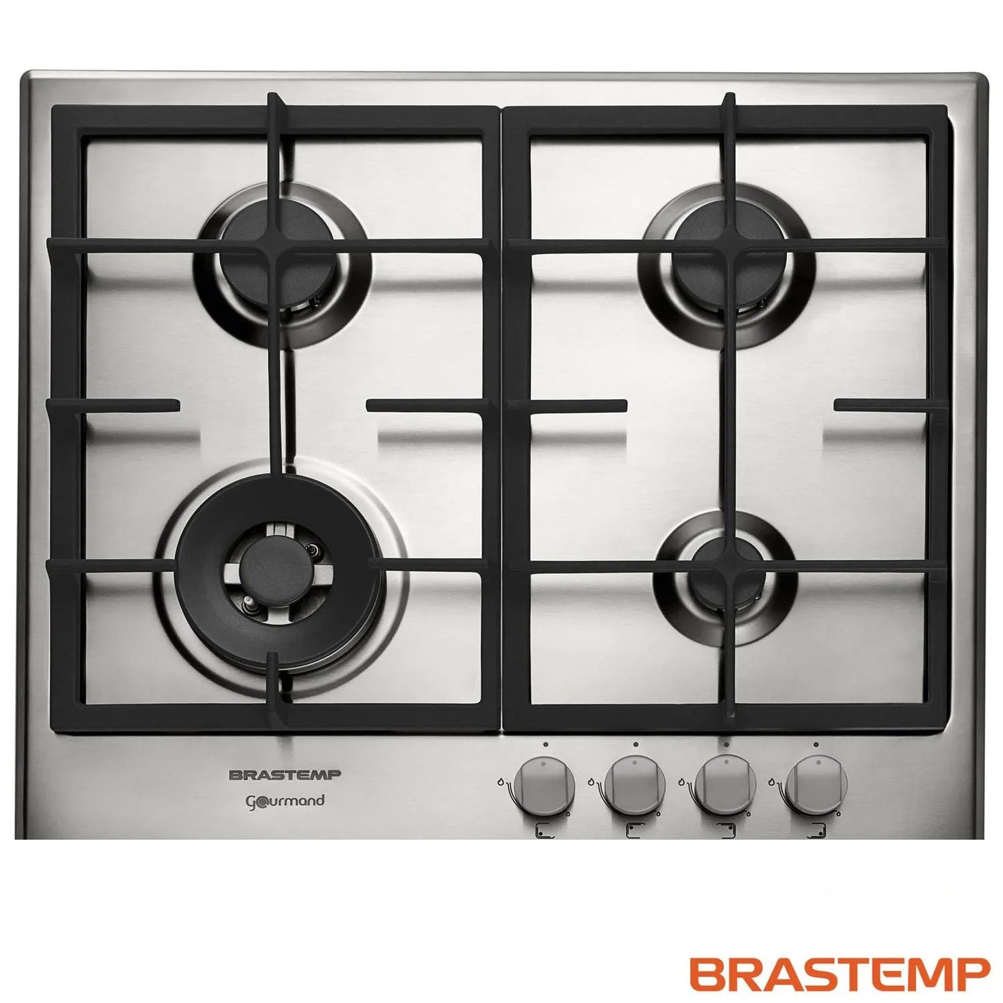Cooktop 4 Bocas Brastemp Gourmand Inox com Duplachama e Trempe com Ferro Fundido - BDK60DR