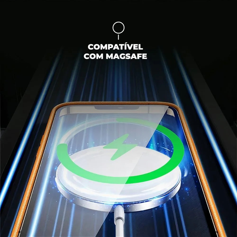 Capa case capinha para iPhone 17 Pro - Magsafe Tech Couro - Marrom - Gshield