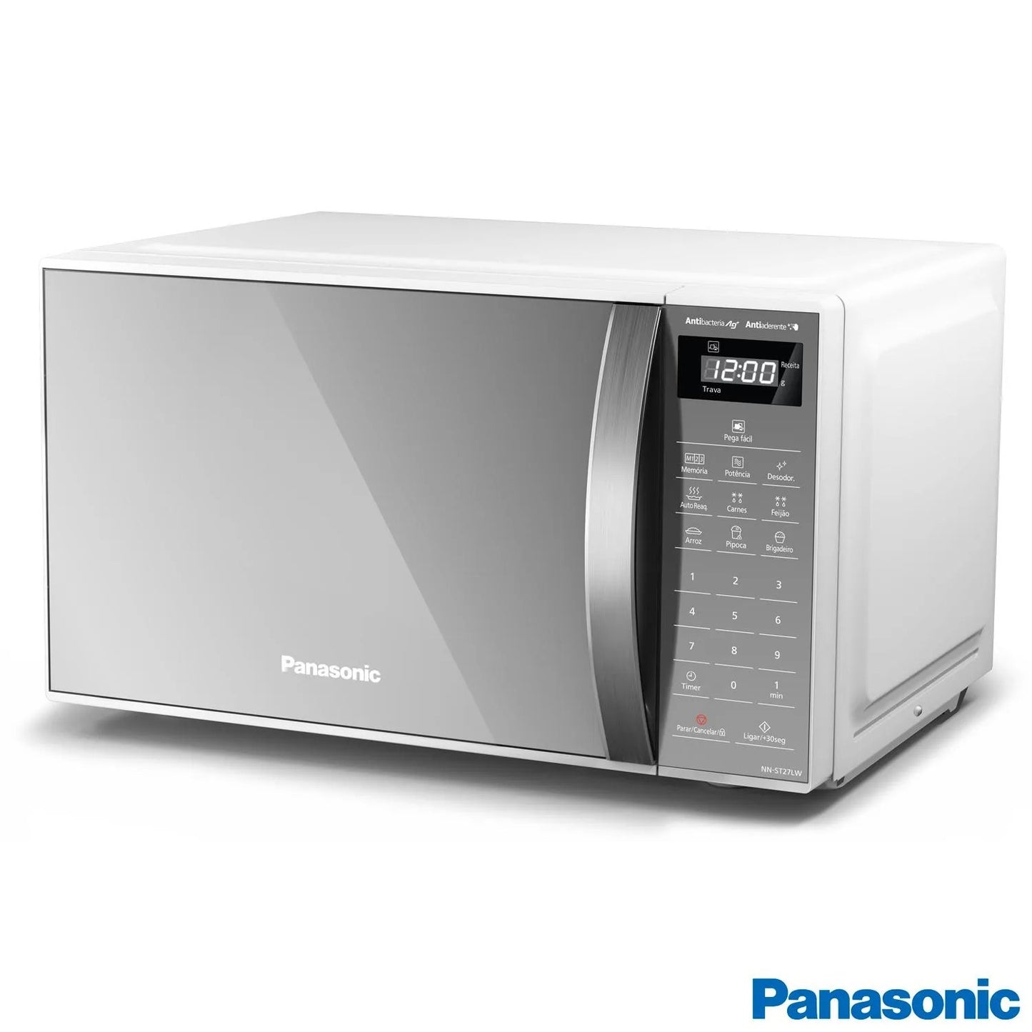 Micro-ondas de Mesa Panasonic com 21 Litros de Capacidade Branco com Porta Espelhada - NN-ST27LWRU