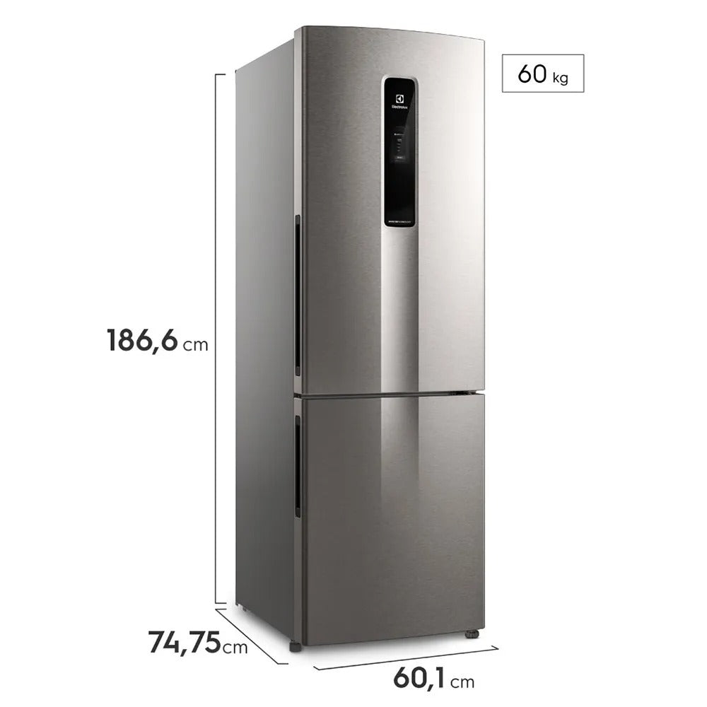 Refrigerador Bottom Freezer Electrolux de 02 Portas Frost Free com 400 Litros Efficient Rapid Freeze Inox - IB6S