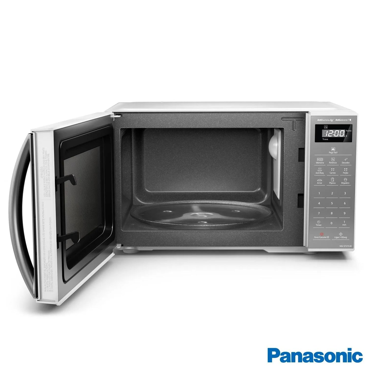 Micro-ondas de Mesa Panasonic com 21 Litros de Capacidade Branco com Porta Espelhada - NN-ST27LWRU