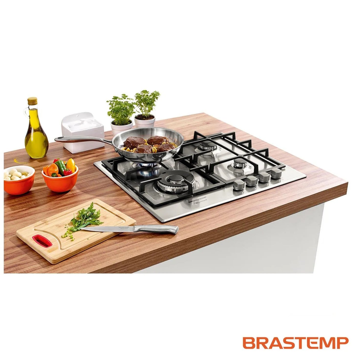 Cooktop 4 Bocas Brastemp Gourmand Inox com Duplachama e Trempe com Ferro Fundido - BDK60DR