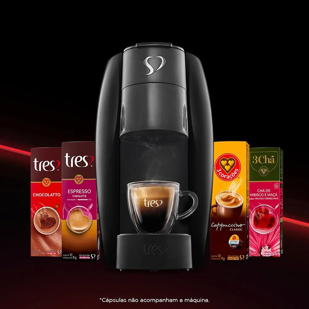 Cafeteira Espresso LOV Preta Automática - TRES 3 Corações