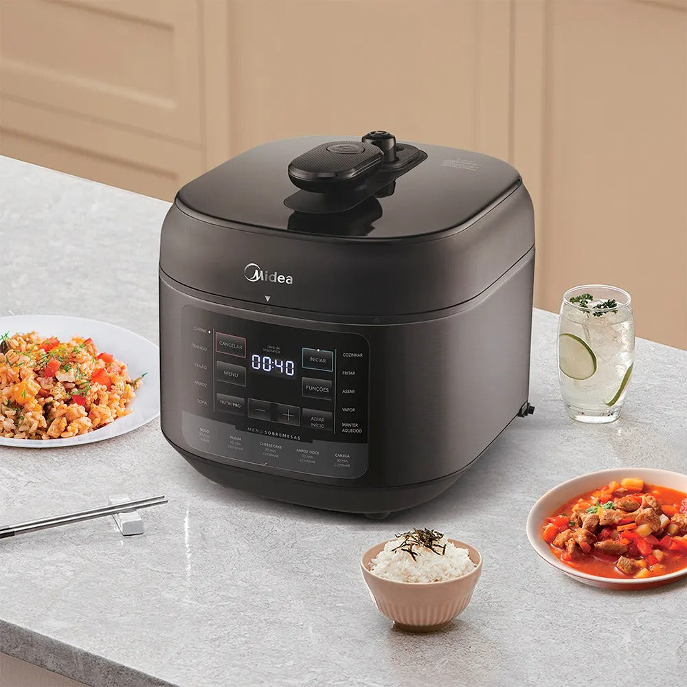 Panela de Pressão Elétrica 5L Midea NutriPro Preta - PPD5