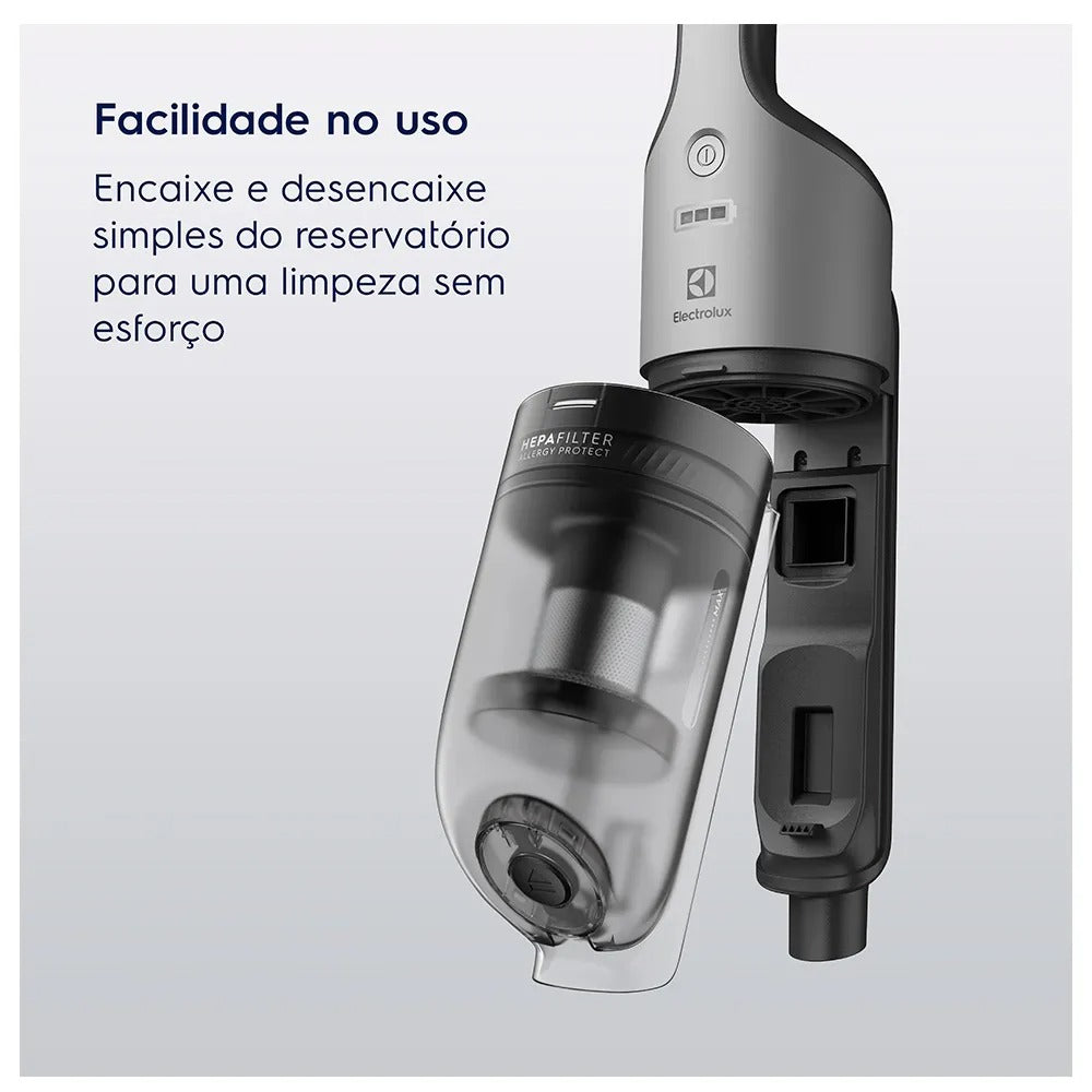 Aspirador de Pó Vertical 14V Ergorapido Electrolux sem Fio 2 em 1 Luz LED até 30 min ERG018