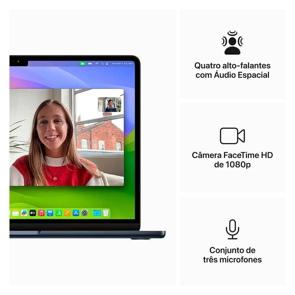 MacBook Air 13" Apple M2 (16GB RAM 256GB SSD) - Meia-noite