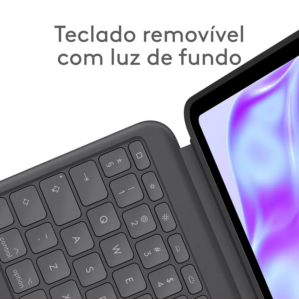 Capa Logitech Combo Touch iPad Pro 13"(2024), com Teclado Retroiluminado Destacável e Touchpad Integrado - Grafite
