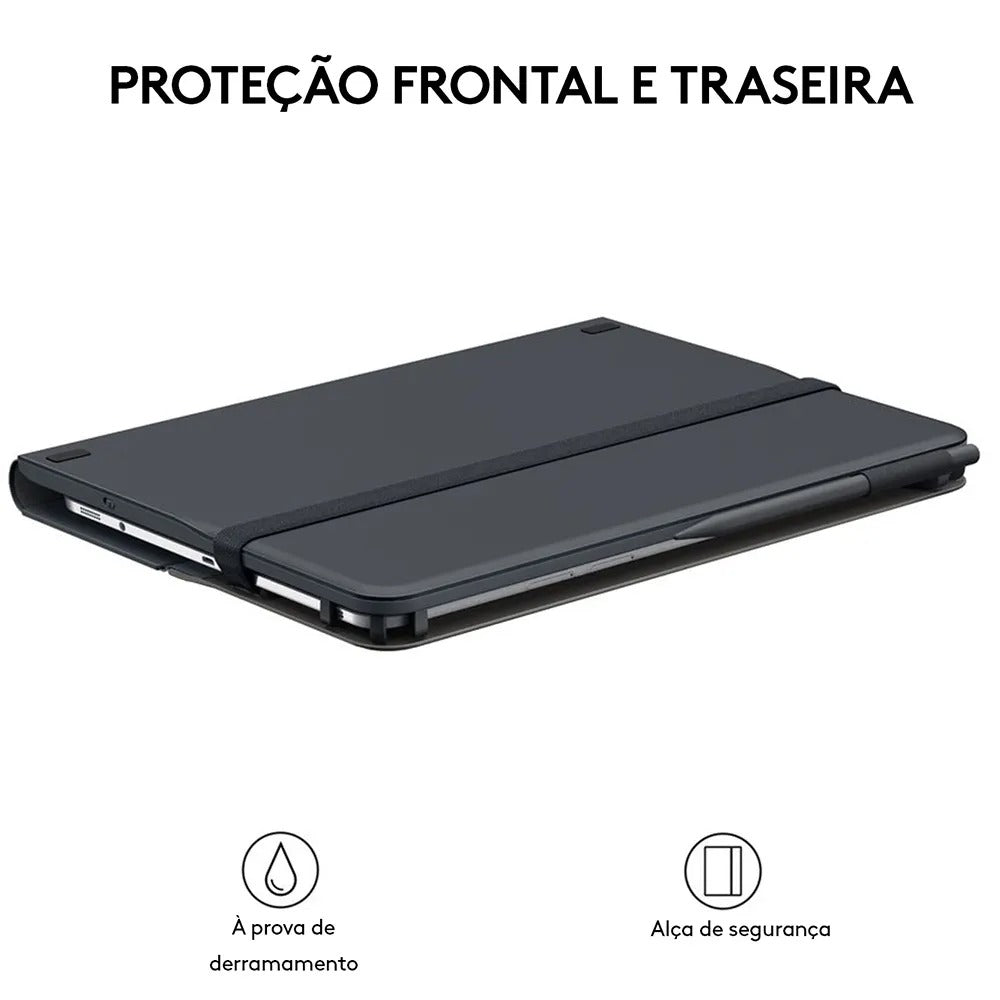 Capa com teclado Logitech Universal Folio com Conexão Bluetooth 3.0 para Tablets Android, Apple ou Windows de 9-10"