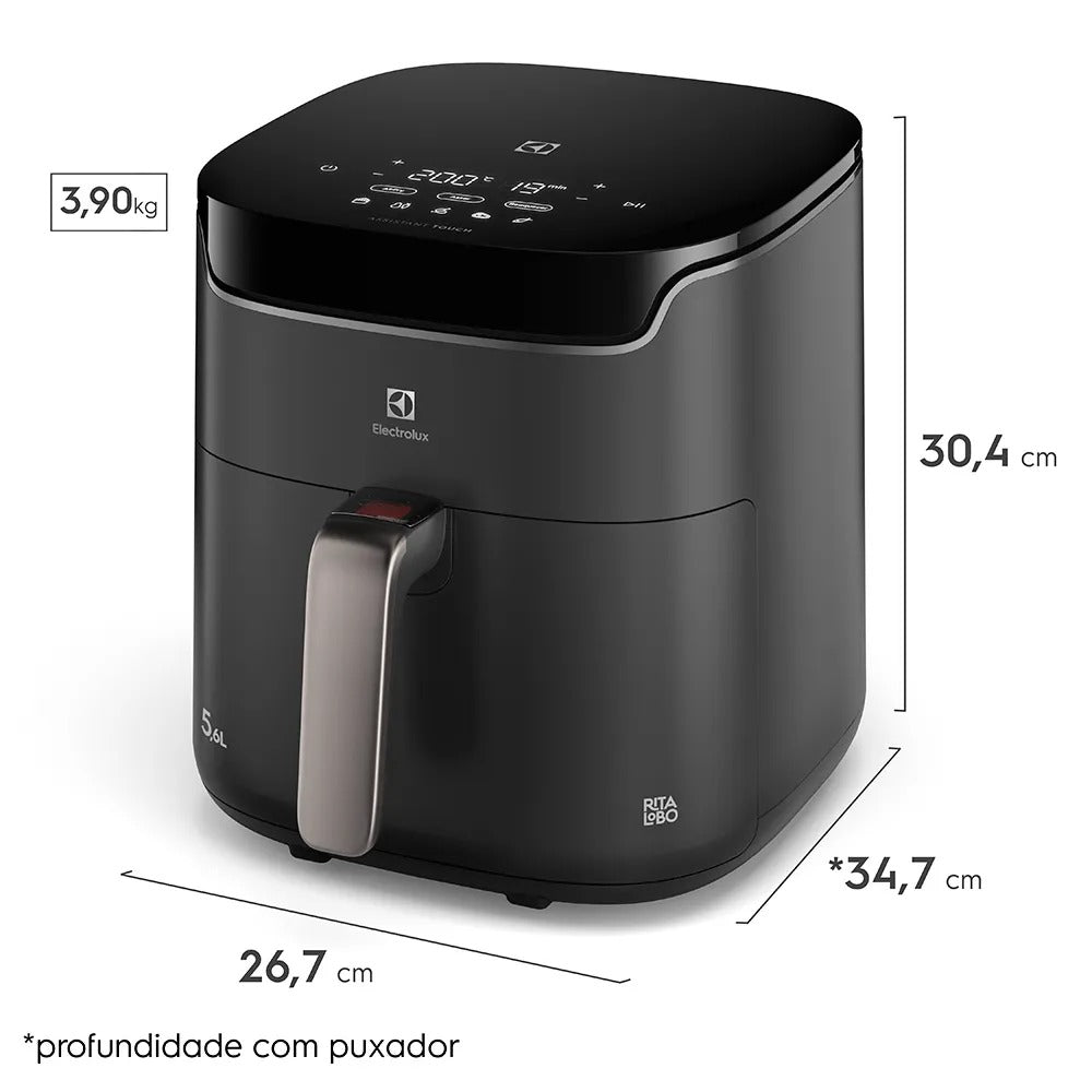 Air Fryer Electrolux por Rita Lobo 5,6L Digital Cinza Experience Economia de Energia 1400W (EAF45)