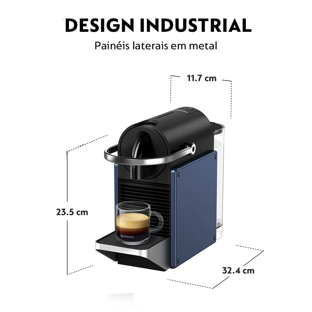 Cafeteira Nespresso Pixie Redesign Azul e Preta para Café em Cápsula