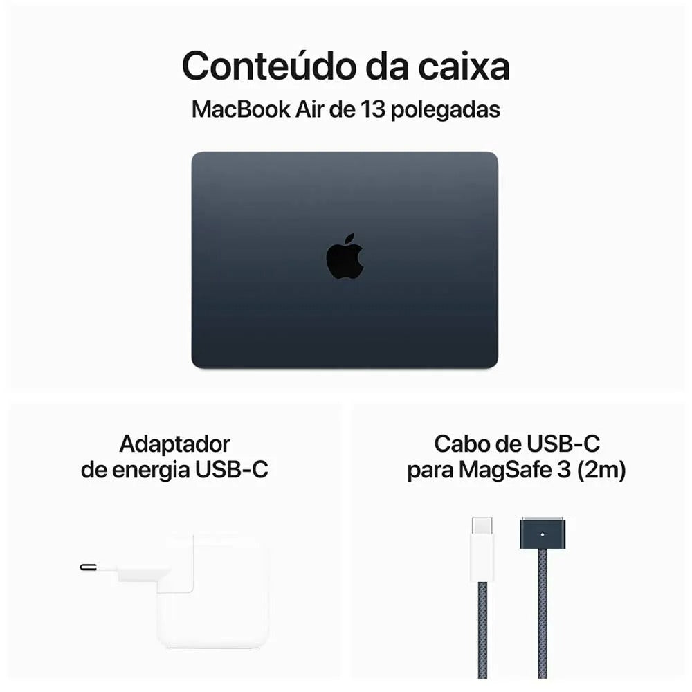 MacBook Air 13" Apple M2 (16GB RAM 256GB SSD) - Meia-noite