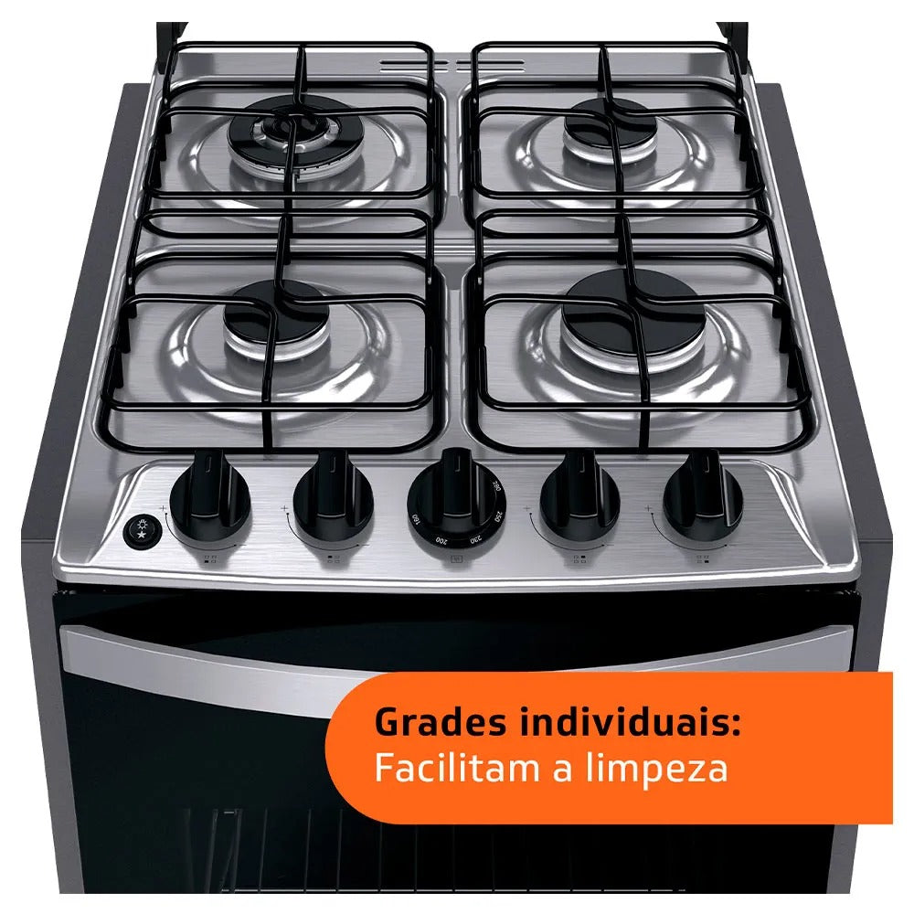 Fogão Brastemp 4 Bocas de Embutir Inox com Dupla Chama e Grades Individuais BYO4EBR