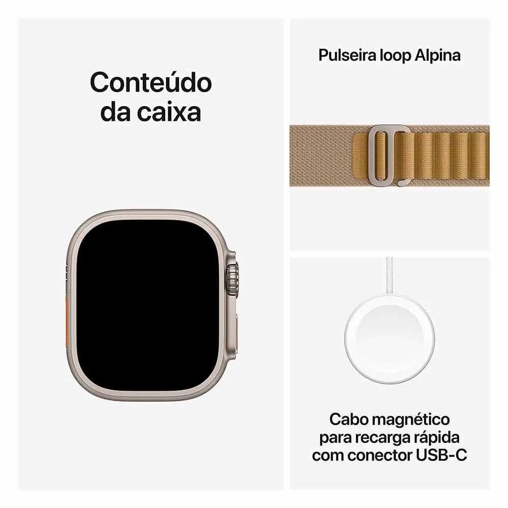 Apple Watch Ultra 2 (GPS + Cellular 49mm) Caixa Natural de Titânio com Pulseira Loop Alpina Canela - M
