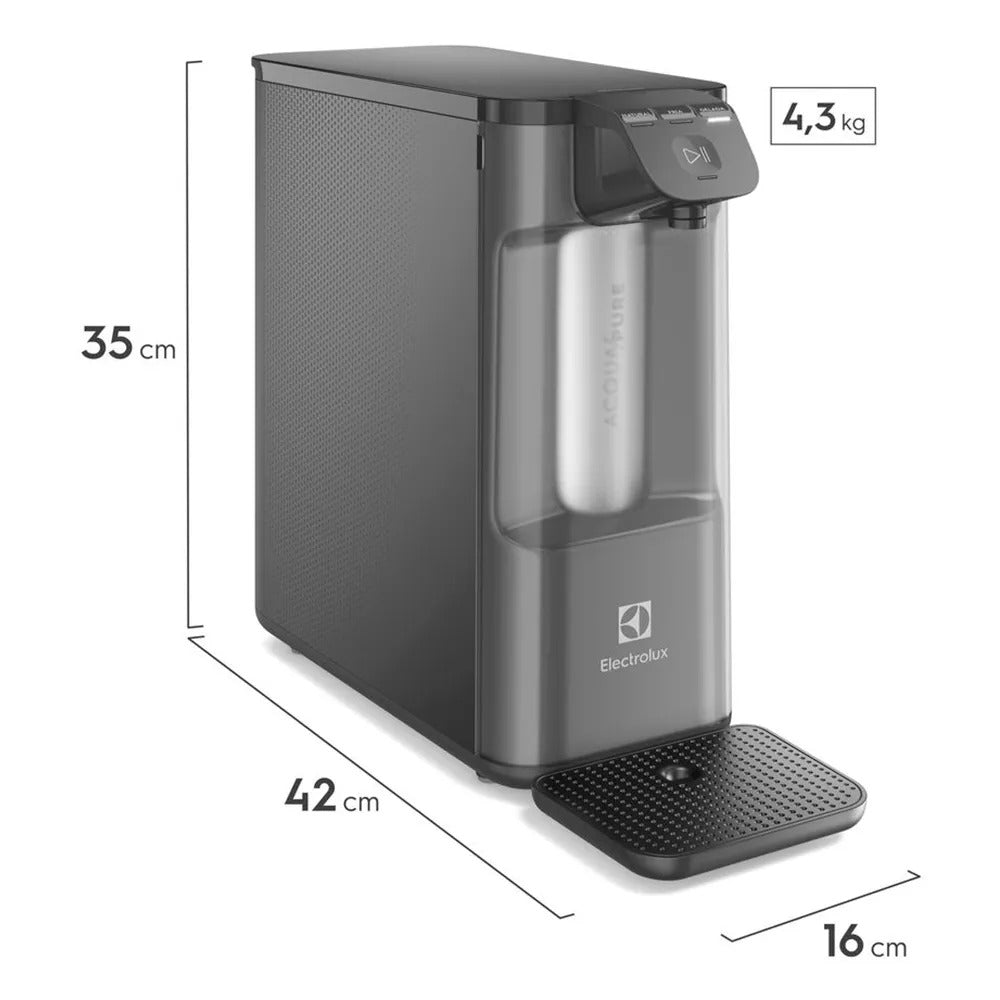 Purificador Electrolux Pure 4x Água Gelada, Fria e Natural com Painel Touch Cinza PE12G