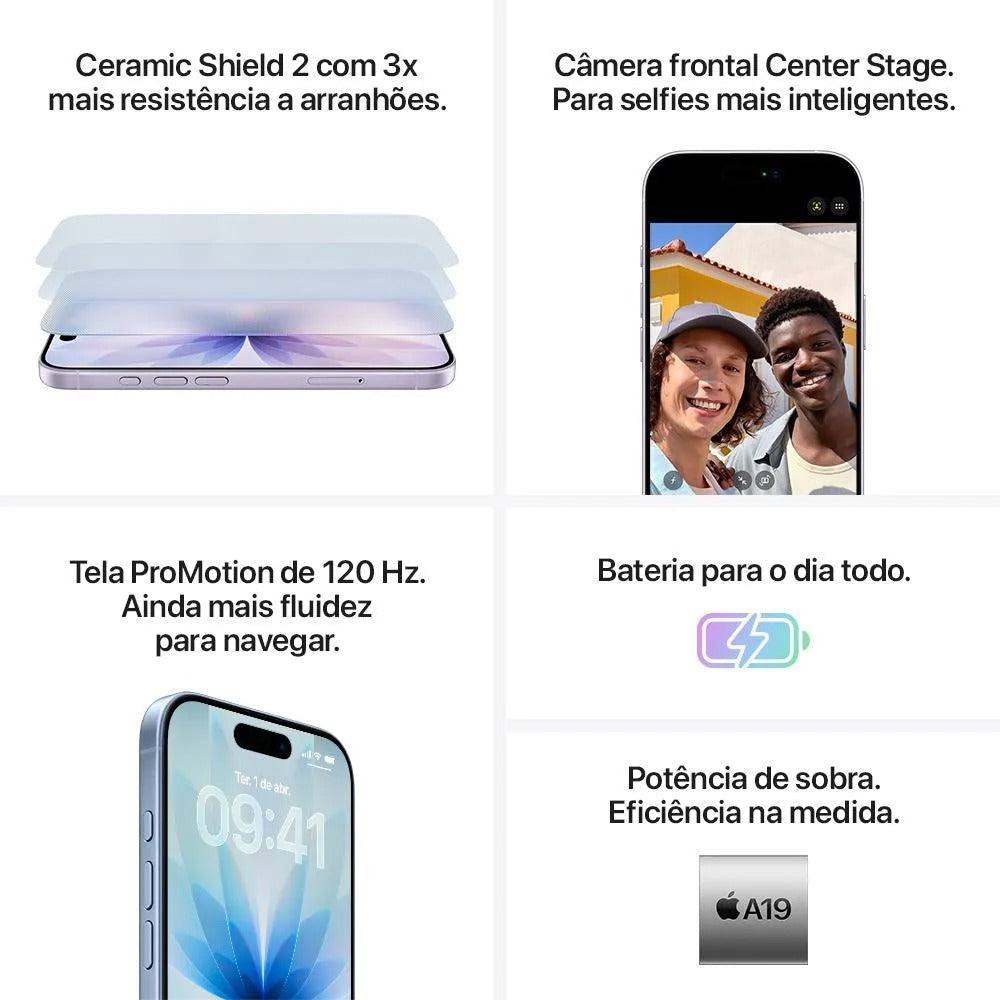 iPhone 17 Apple (256GB) Preto, Tela de 6,3", 5G e Câmera de 48MP