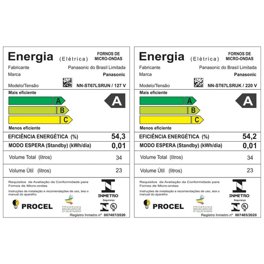 Micro-ondas de Mesa Panasonic com 34 Litros de Capacidade Inox - NN-ST67LSRUN