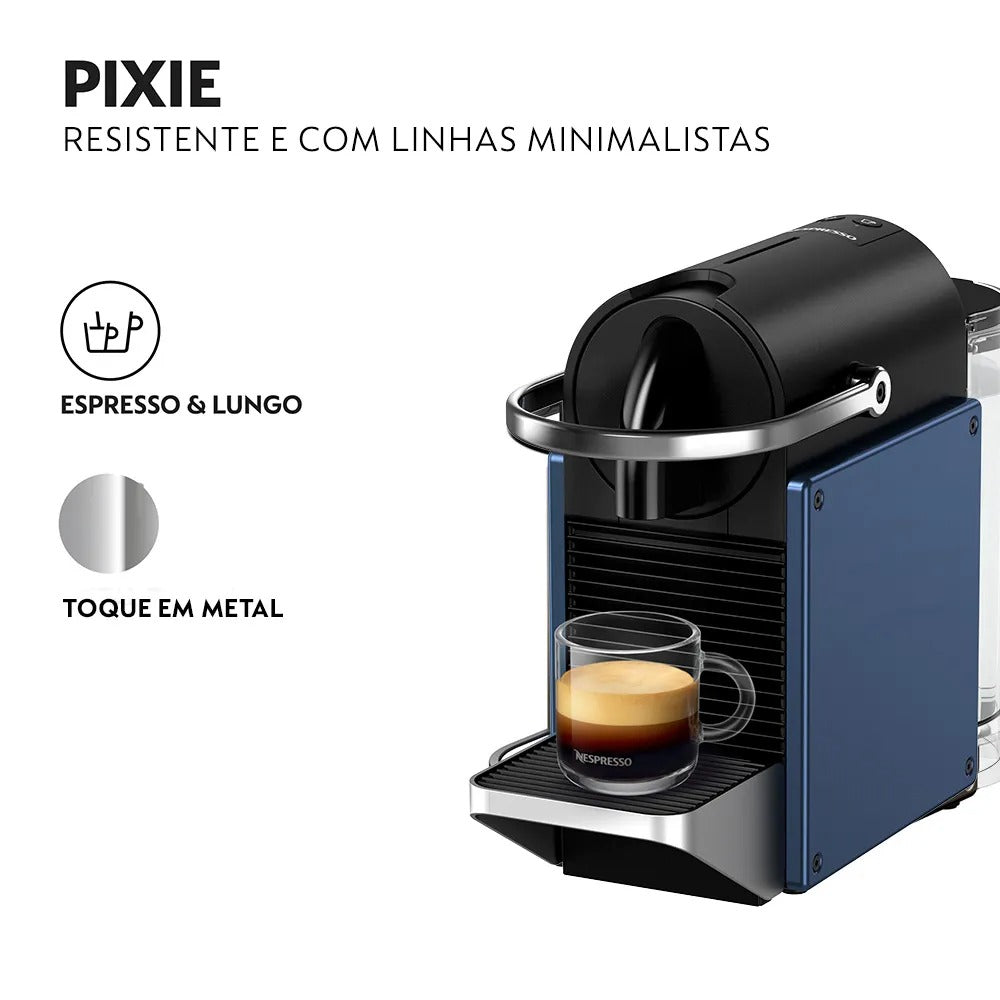 Cafeteira Nespresso Pixie Redesign Azul e Preta para Café em Cápsula