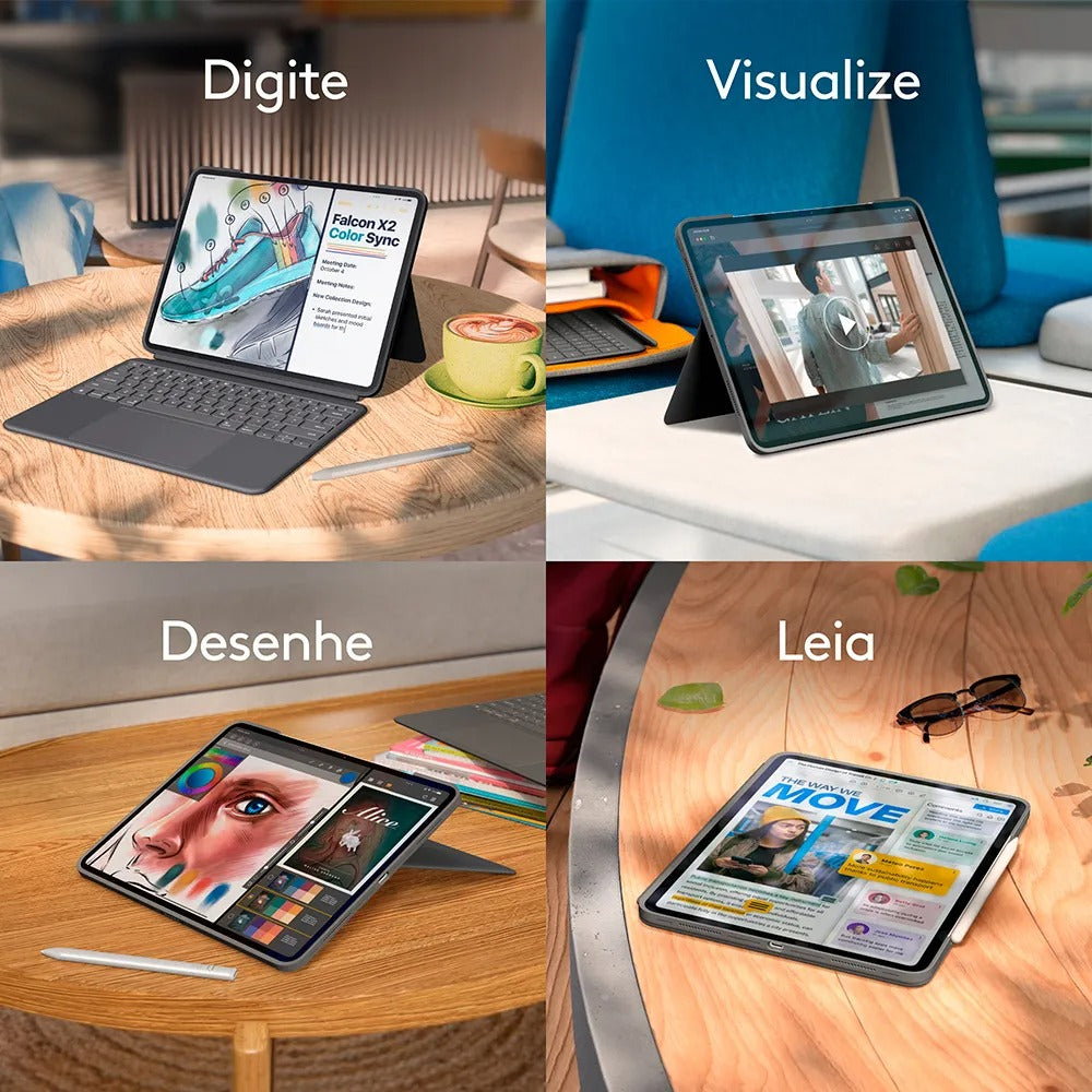 Capa Logitech Combo Touch iPad Pro 13"(2024), com Teclado Retroiluminado Destacável e Touchpad Integrado - Grafite