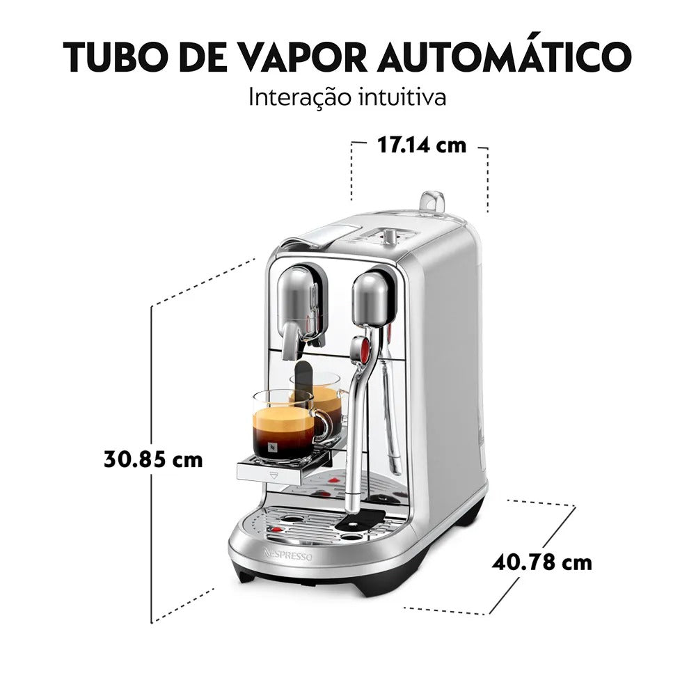 Cafeteira Nespresso Creatista Plus Cromada para Café Espresso - J520-BR-ME-NE