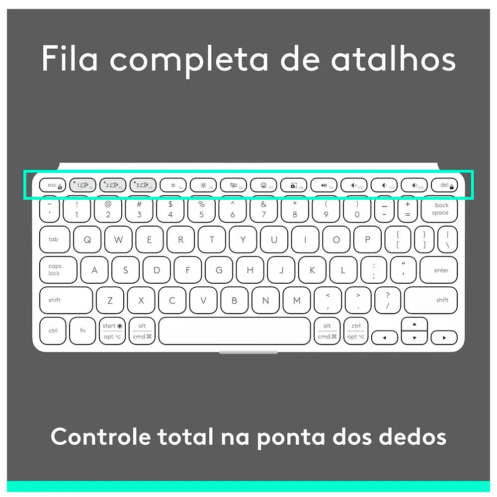 Teclado sem Fio Portátil Logitech Keys-To-Go 2 para Tablets, iPad, com Capa Integrada e Conexão Bluetooth - Cinza Claro
