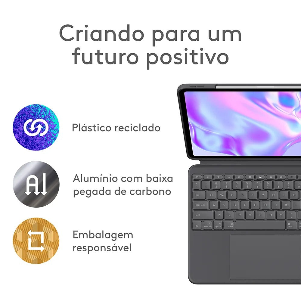 Capa Logitech Combo Touch iPad Pro 13"(2024), com Teclado Retroiluminado Destacável e Touchpad Integrado - Grafite