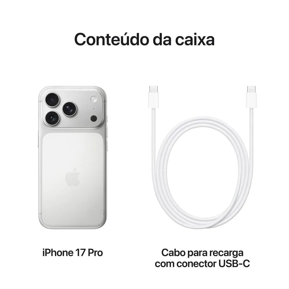 iPhone 17 Pro Max (256GB) Prateado, Tela de 6,9", 5G e Câmera de 48MP