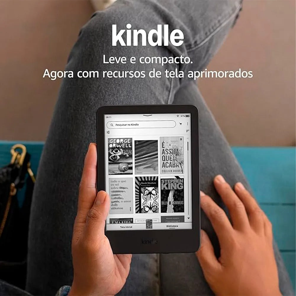 Kindle 16GB modelo2024, tela antirreflexo, troca de página rápida, luz ajustável e bateria longa duração, Cor Preto