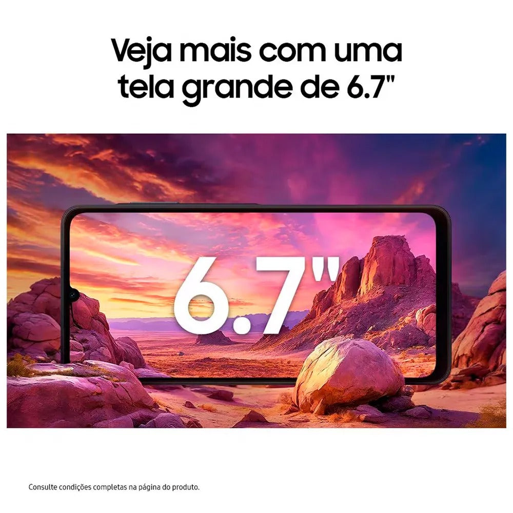 Celular Samsung Galaxy A06 Branco, com Tela de 6,7", 4G, 128GB e Câmera de 50MP + 5MP + 2MP + 2MP - SM-A065MLBGZTO