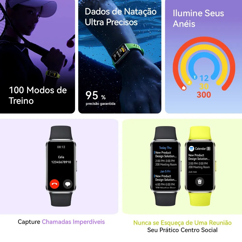 Smartwatch Huawei Band 10 Roxo, com Pulseira em Fluoroelastômero, Bluetooth