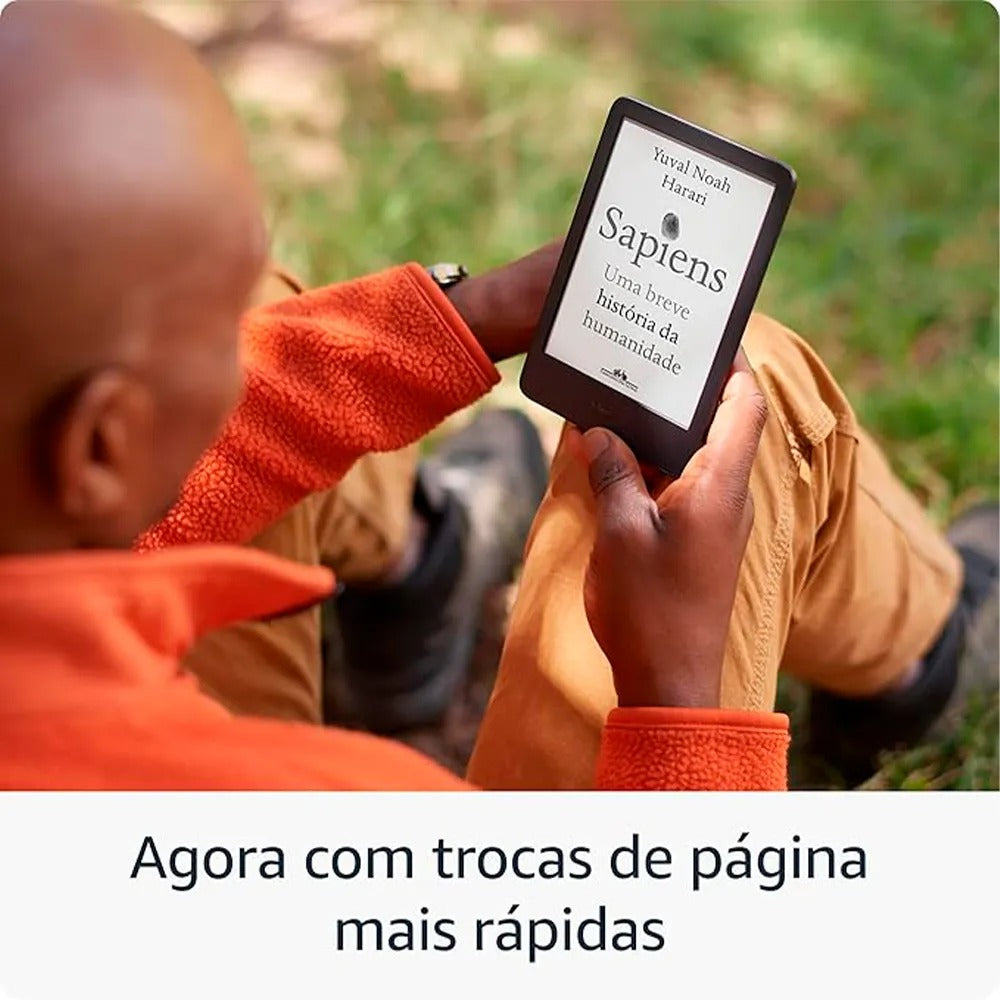 Kindle 16GB modelo2024, tela antirreflexo, troca de página rápida, luz ajustável e bateria longa duração, Cor Preto