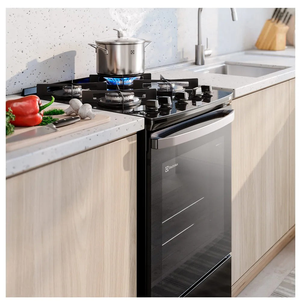 Fogão de Piso Electrolux de 04 Bocas Efficient com PerfectCook Preto - FE4GP