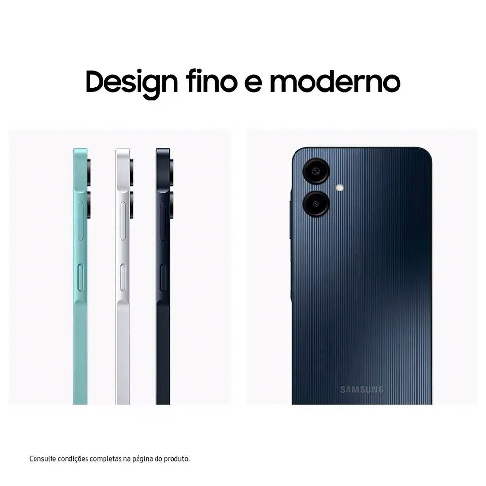 Celular Samsung Galaxy A06 Branco, com Tela de 6,7", 4G, 128GB e Câmera de 50MP + 5MP + 2MP + 2MP - SM-A065MLBGZTO