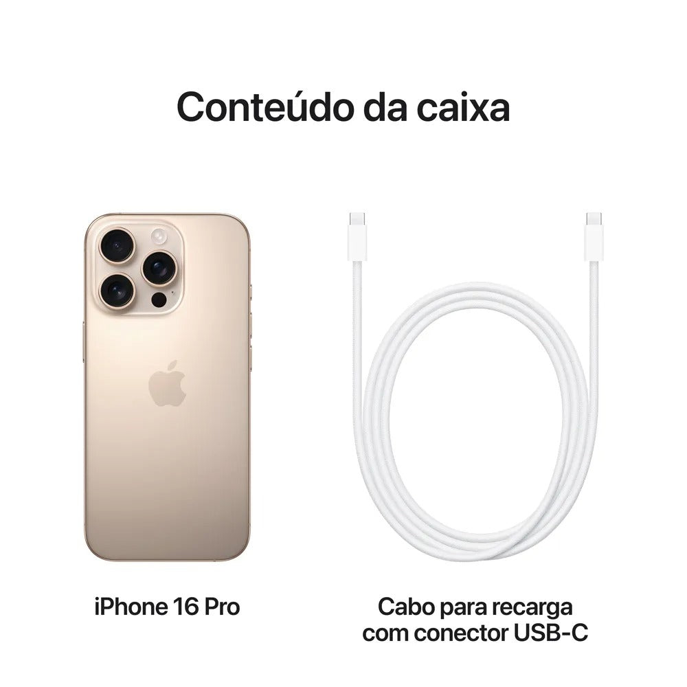 iPhone 16 Pro Apple (256GB) Titânio Deserto, Tela de 6,3", 5G e Câmera de 48MP