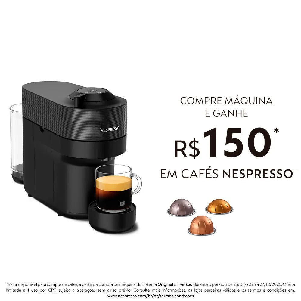 Cafeteira Nespresso Vertuo POP Preta para Café Espresso Manual - GCV2BR