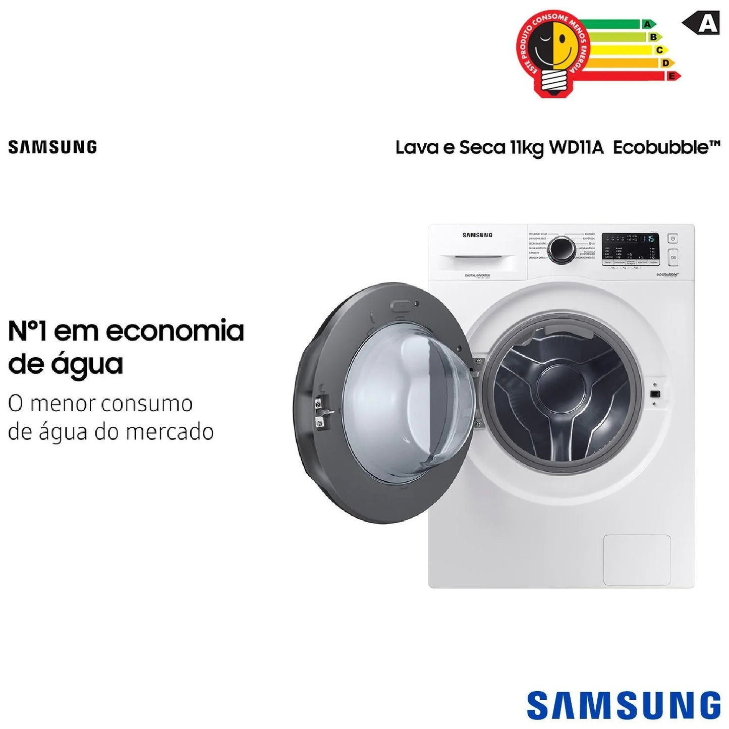 Lava & Seca 11 Kg Samsung Branca com 12 Programas de Lavagem - WD11A4453BW