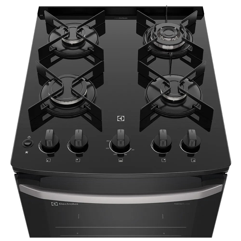 Fogão de Piso Electrolux de 04 Bocas Efficient com PerfectCook Preto - FE4GP