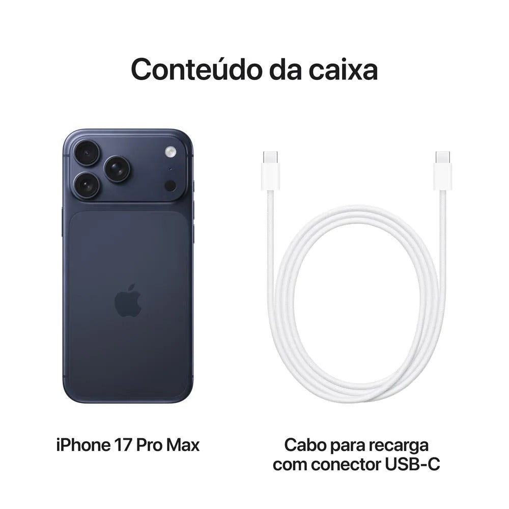 iPhone 17 Pro Max (512GB) Azul-intenso, Tela de 6,9", 5G e Câmera de 48MP
