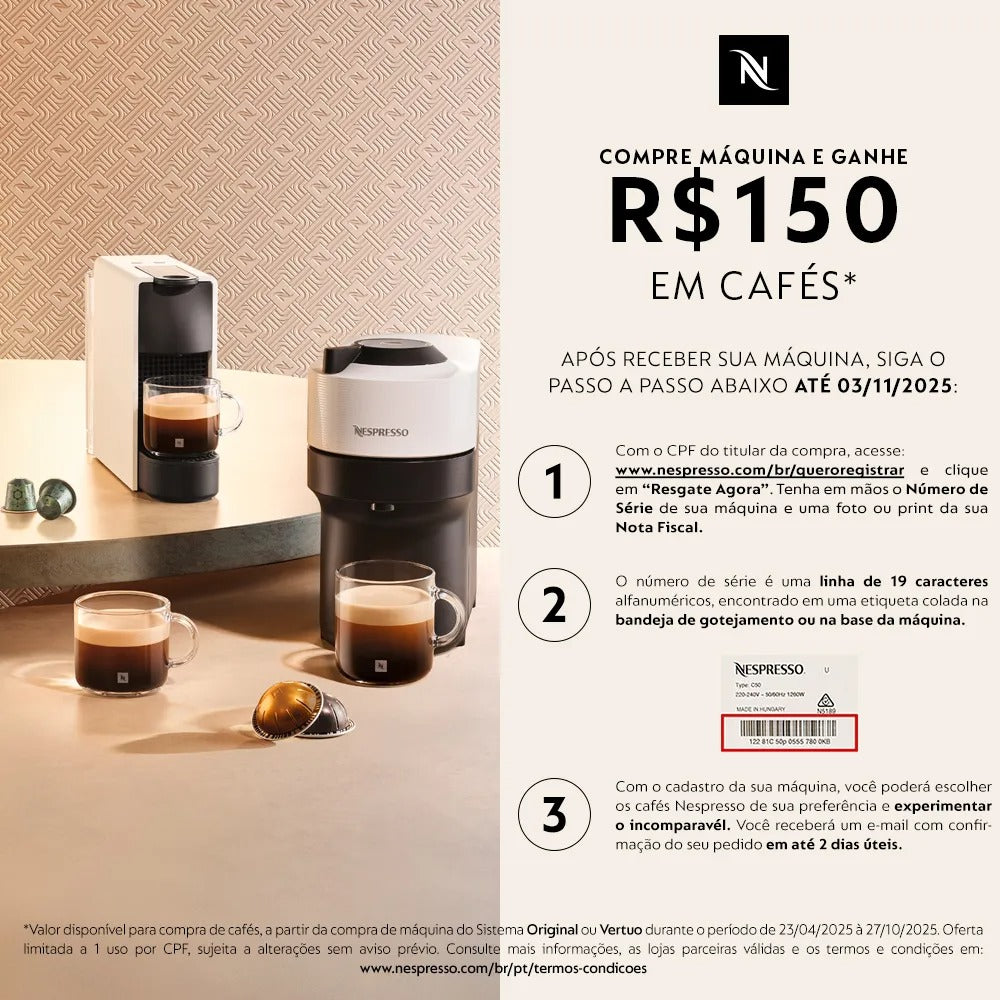 Cafeteira Nespresso Vertuo POP Preta para Café Espresso Manual - GCV2BR
