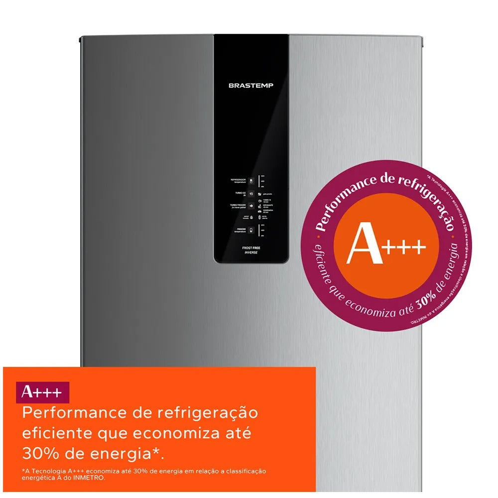 Refrigerador Brastemp Inverse Frost Free A+++ 447 Litros Inox com Smart Flow e Fresh Box - BRE57FK