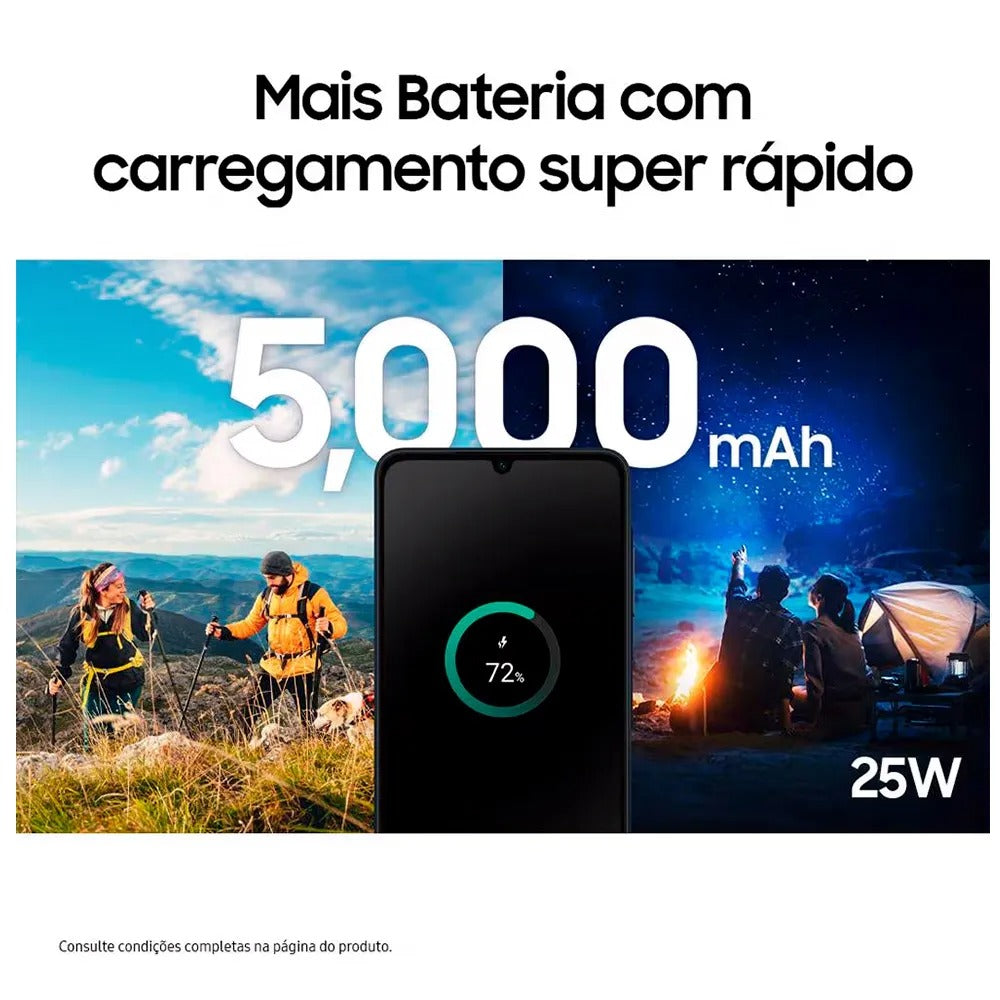 Celular Samsung Galaxy A06 Branco, com Tela de 6,7", 4G, 128GB e Câmera de 50MP + 5MP + 2MP + 2MP - SM-A065MLBGZTO