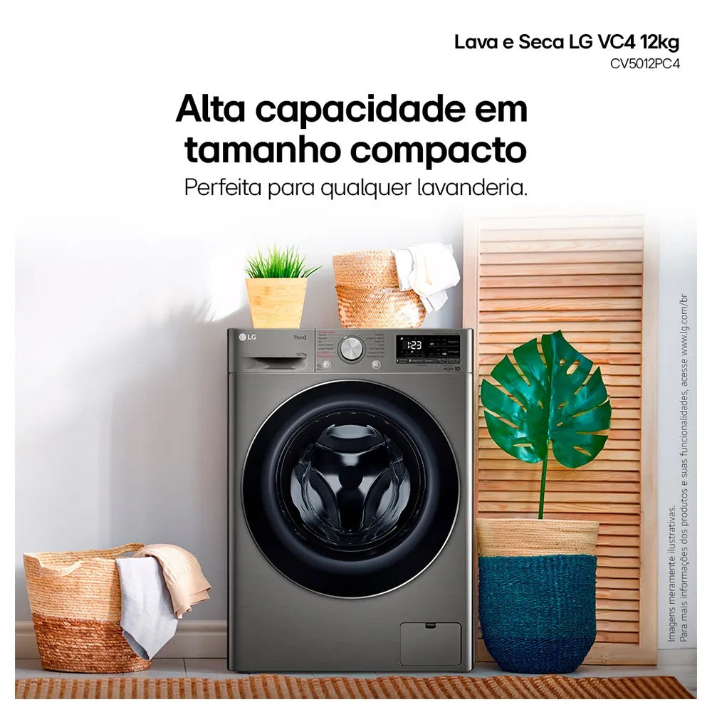 Lava e Seca Smart LG VC4 12kg Inox Look com AIDD™ CV5012PC4A