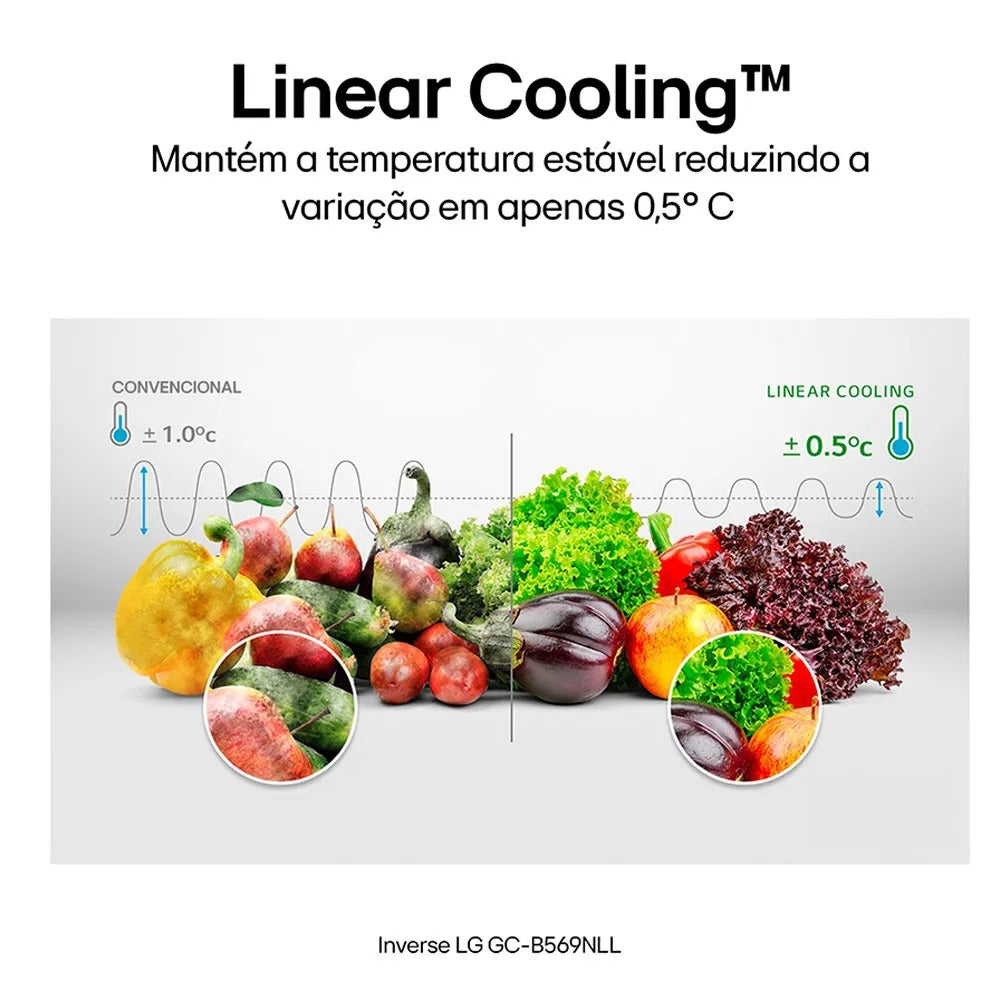 Refrigerador Inverse LG de 02 Portas Frost Free com 451 Litros Platinum Inox - GCB569NLL