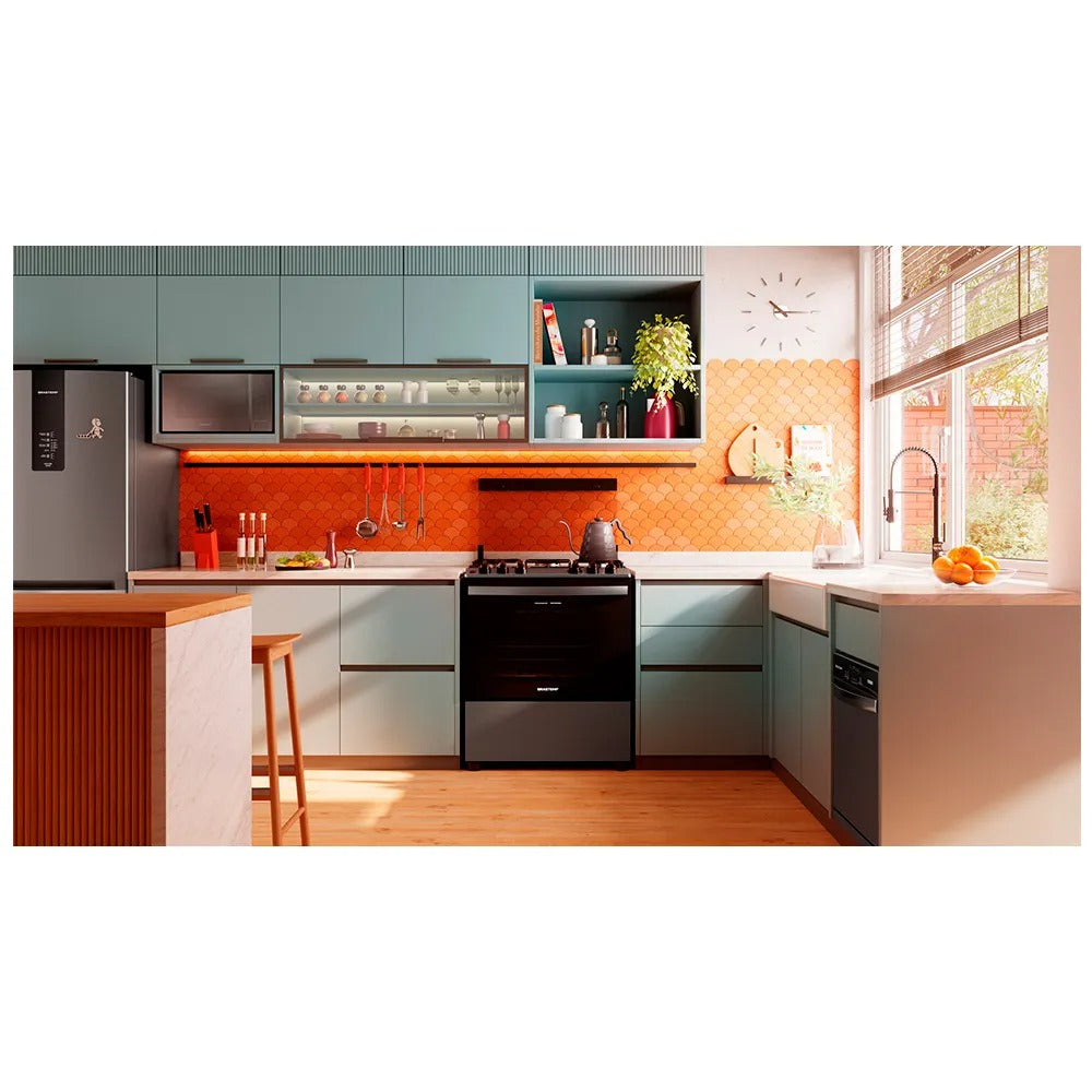 Fogão de Piso Brastemp de 05 Bocas com Turbo Chama e Grill Inox - BFS5GDR