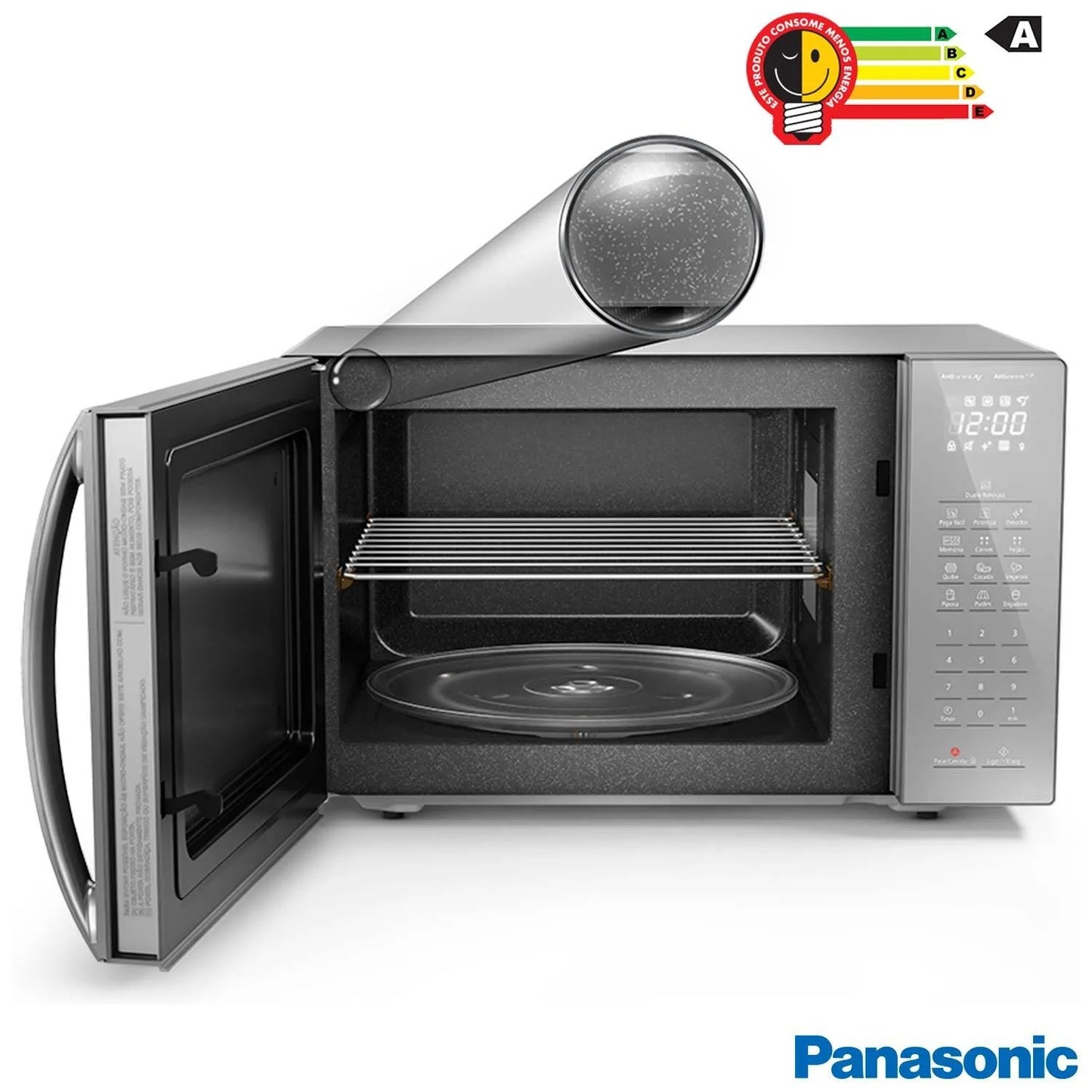 Micro-ondas de Mesa Panasonic com 34 Litros de Capacidade Inox - NN-ST67LSRUN