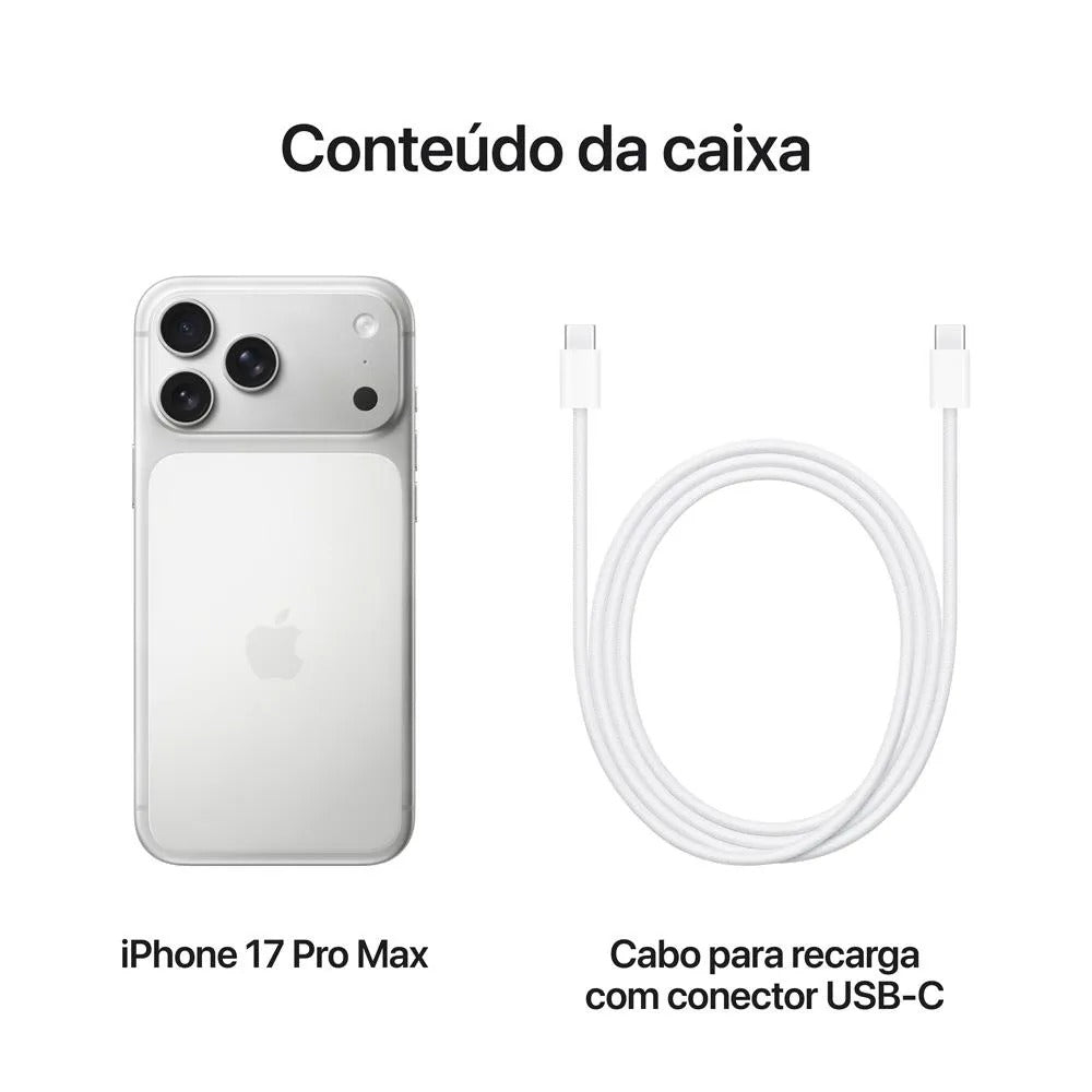 iPhone 17 Pro (512GB) Prateado, Tela de 6,3", 5G e Câmera de 48MP