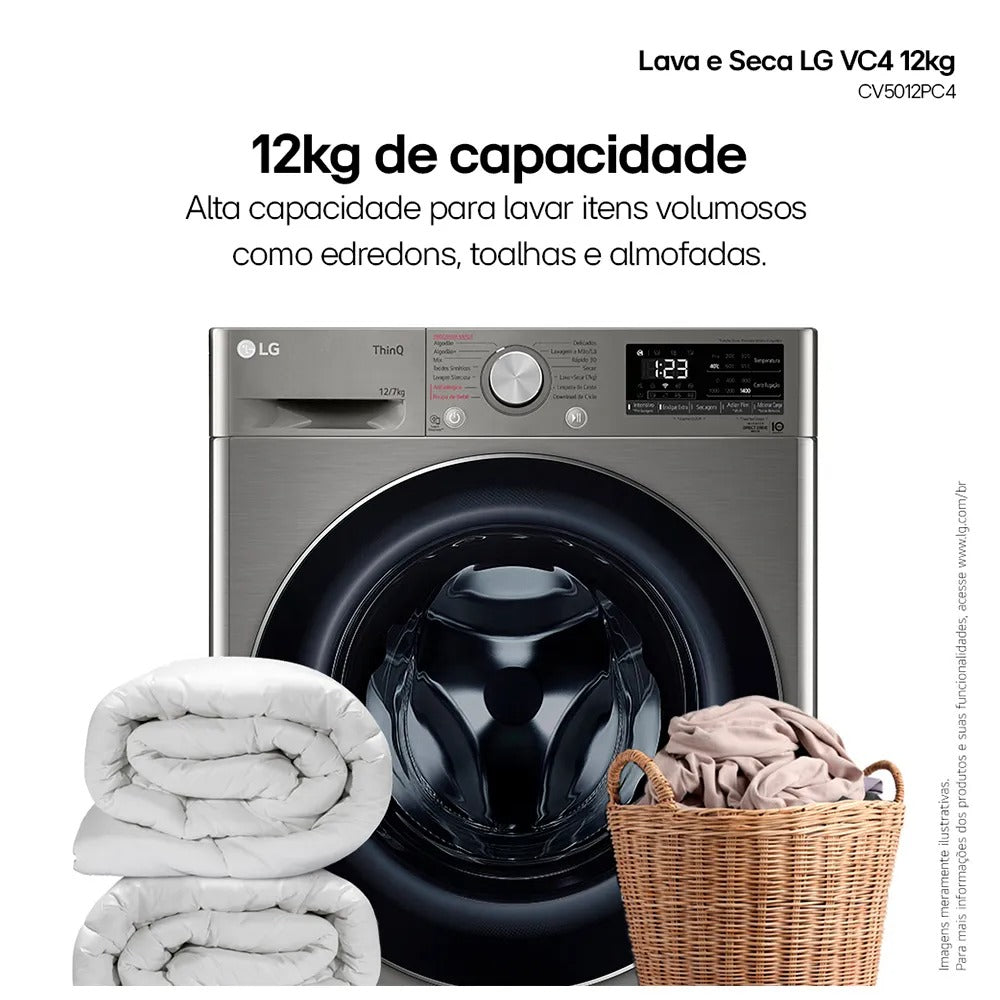 Lava e Seca Smart LG VC4 12kg Inox Look com AIDD™ CV5012PC4A