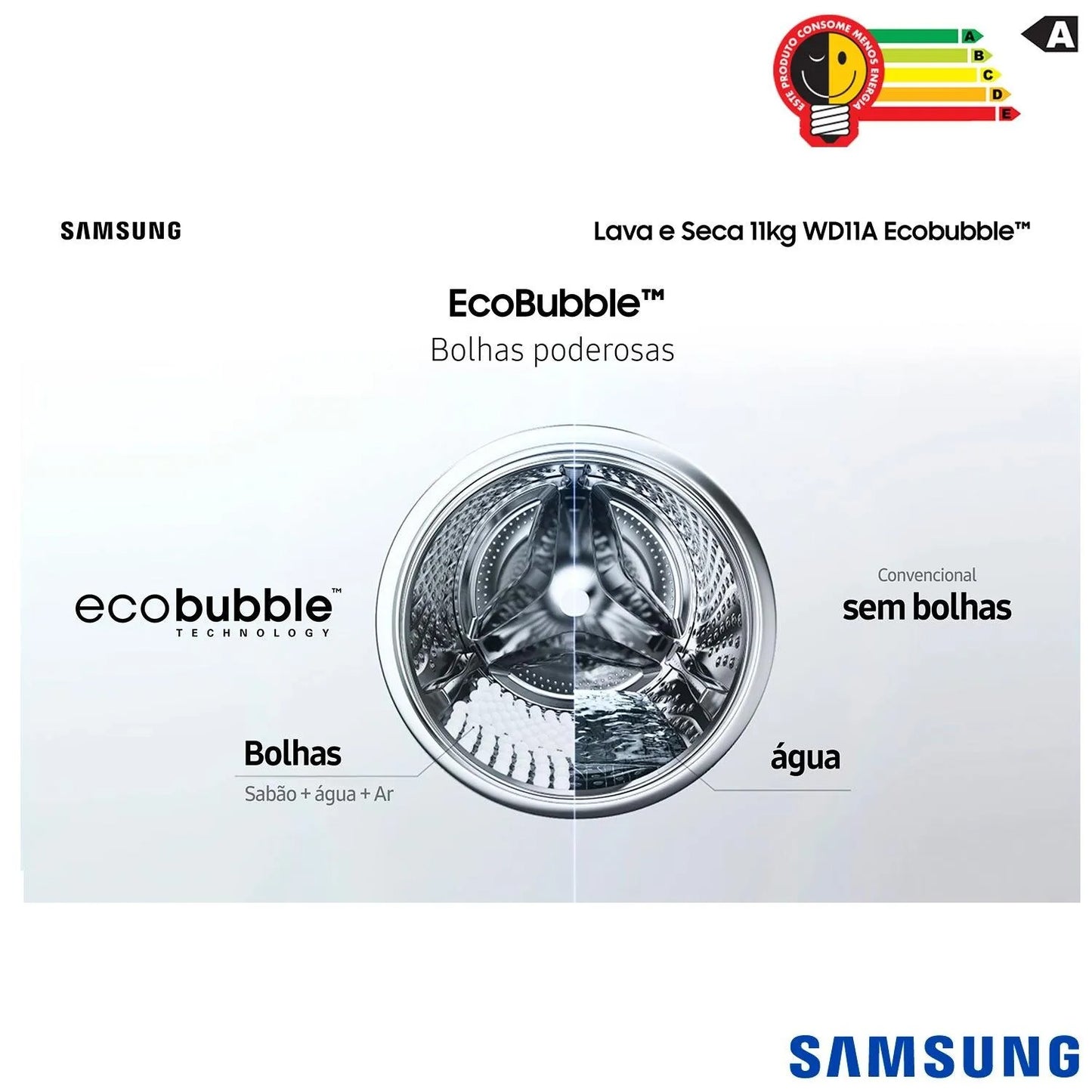 Lava & Seca 11 Kg Samsung Inox com 12 Programas de Lavagem - WD11A4453BX