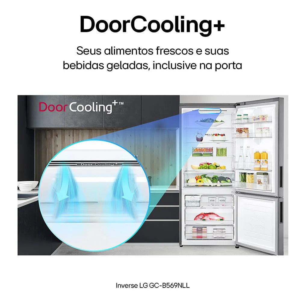 Refrigerador Inverse LG de 02 Portas Frost Free com 451 Litros Platinum Inox - GCB569NLL