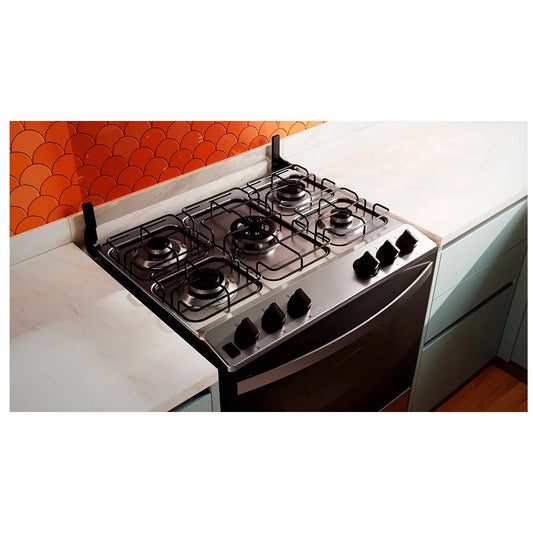 Fogão de Piso Brastemp de 05 Bocas com Turbo Chama e Grill Inox - BFS5GDR