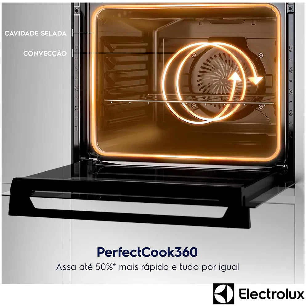 Forno a Gás de Embutir Electrolux Efficient com 80 Litros de Capacidade, Grill e Painel Full Touch Preto - OE8GH